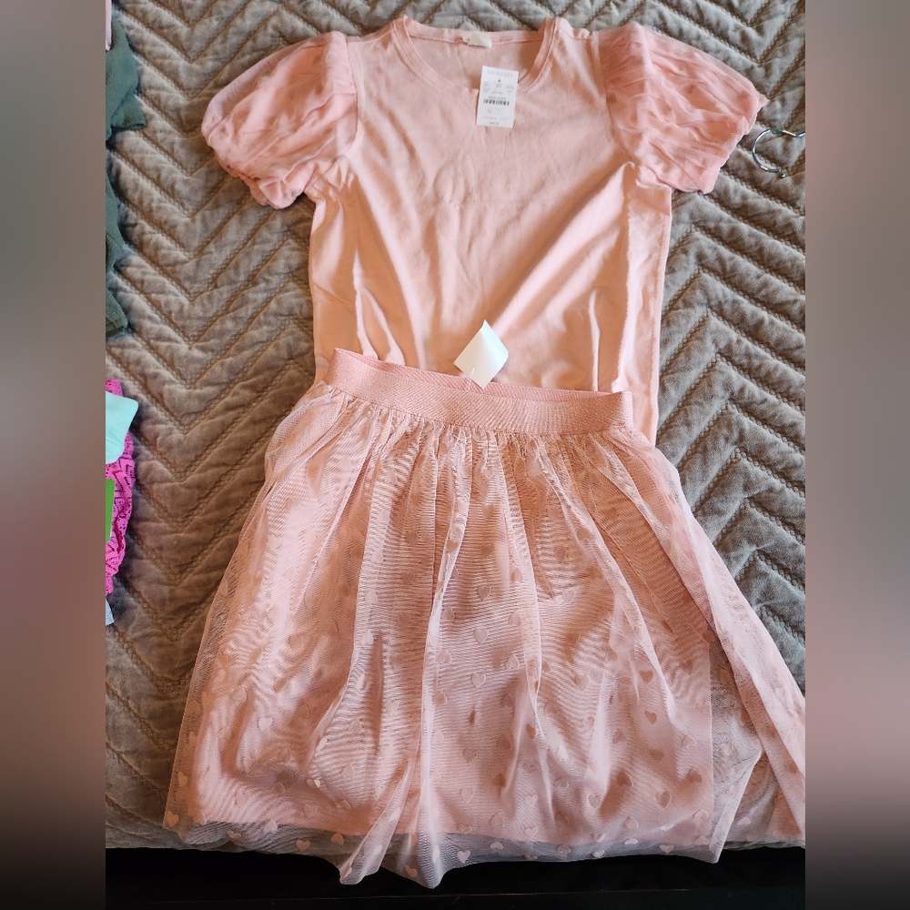 Pink Hearts Top and Skirt